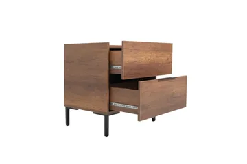 Serene Sängbord 55 cm med Trä- och Valnötsutseende, Förvaring med Lådor - Valnötsbrun - Möbler - Bord & matgrupp - Avlastningsbord & sidobord - Sängbord & nattduksbord