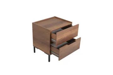 Serene Sängbord 55 cm med Trä- och Valnötsutseende, Förvaring med Lådor - Valnötsbrun - Möbler - Bord & matgrupp - Avlastningsbord & sidobord - Sängbord & nattduksbord