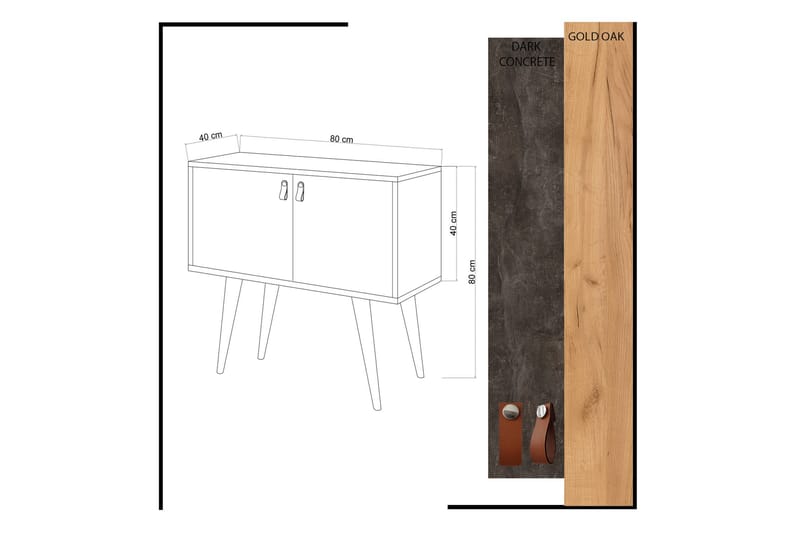 Sideboard Naidaj Läderbeslag - Grå|Trä - Möbler - Bord & matgrupp - Avlastningsbord & sidobord