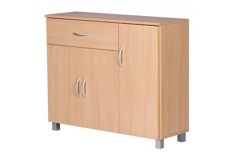 Sideboard Wohnling folierad spånskiva 90x75 cm, 3 dörrar 1 låda, modern stil Bok - Bok - Möbler - Bord & matgrupp - Avlastningsbord & sidobord - Konsolbord & hallbord