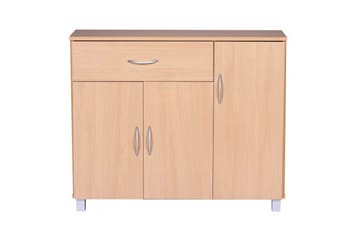 Sideboard Wohnling folierad spånskiva 90x75 cm, 3 dörrar 1 låda, modern stil Bok - Bok - Möbler - Bord & matgrupp - Avlastningsbord & sidobord - Konsolbord & hallbord