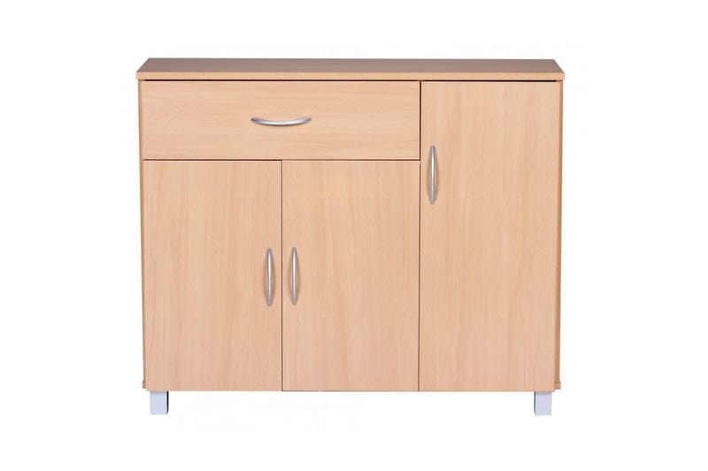 Sideboard Wohnling folierad spånskiva 90x75 cm, 3 dörrar 1 låda, modern stil Bok - Bok - Möbler - Bord & matgrupp - Avlastningsbord & sidobord - Konsolbord & hallbord
