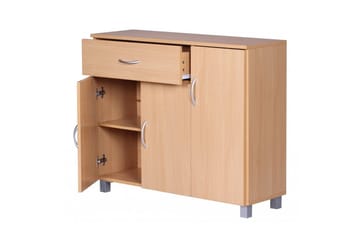 Sideboard Wohnling folierad spånskiva 90x75 cm, 3 dörrar 1 låda, modern stil Bok - Bok - Möbler - Bord & matgrupp - Avlastningsbord & sidobord - Konsolbord & hallbord