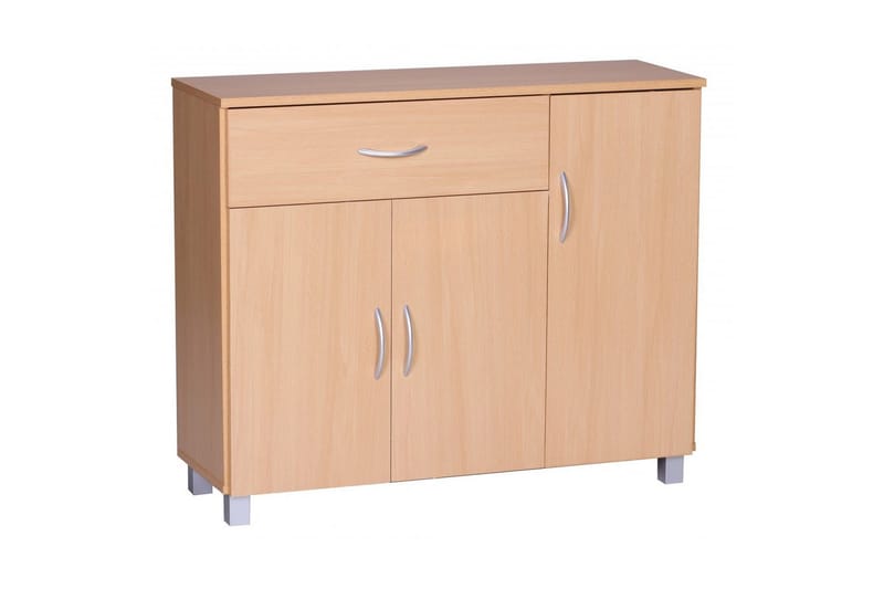 Sideboard Wohnling folierad spånskiva 90x75 cm, 3 dörrar 1 låda, modern stil Bok - Bok - Möbler - Bord & matgrupp - Avlastningsbord & sidobord - Konsolbord & hallbord