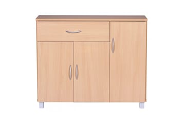 Sideboard Wohnling folierad spånskiva 90x75 cm, 3 dörrar 1 låda, modern stil Bok - Bok - Möbler - Bord & matgrupp - Avlastningsbord & sidobord - Konsolbord & hallbord
