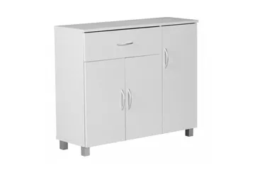 Sideboard Wohnling folierad spånskiva 90x75 cm, 3 dörrar 1 låda, modern stil Vit - Vit - Möbler - Bord & matgrupp - Avlastningsbord & sidobord - Konsolbord & hallbord