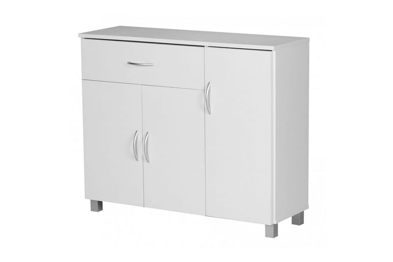 Sideboard Wohnling folierad spånskiva 90x75 cm, 3 dörrar 1 låda, modern stil Vit - Vit - Möbler - Bord & matgrupp - Avlastningsbord & sidobord - Konsolbord & hallbord