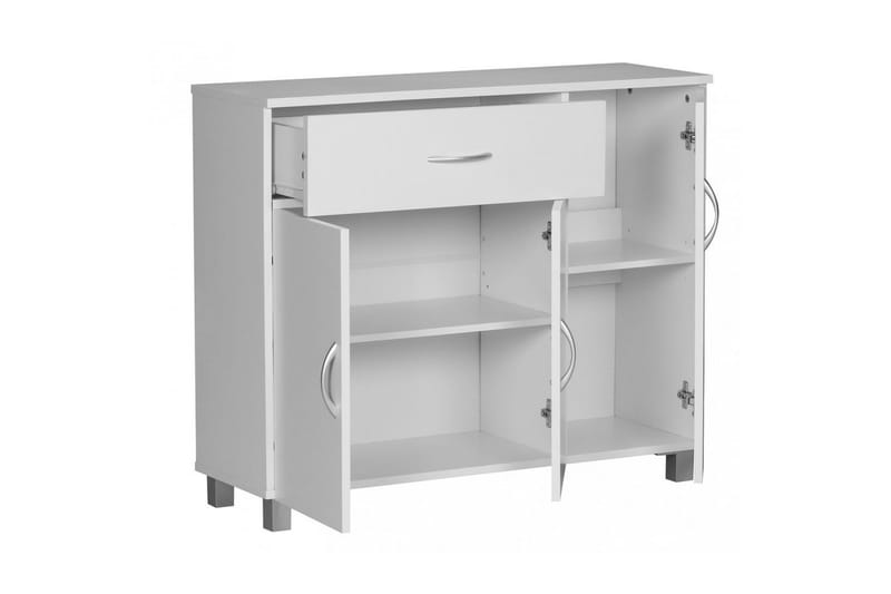 Sideboard Wohnling folierad spånskiva 90x75 cm, 3 dörrar 1 låda, modern stil Vit - Vit - Möbler - Bord & matgrupp - Avlastningsbord & sidobord - Konsolbord & hallbord