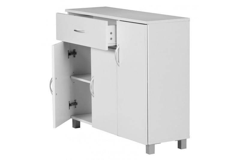 Sideboard Wohnling folierad spånskiva 90x75 cm, 3 dörrar 1 låda, modern stil Vit - Vit - Möbler - Bord & matgrupp - Avlastningsbord & sidobord - Konsolbord & hallbord