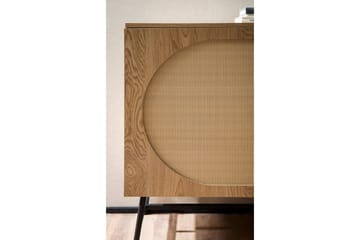 Sideboard Wohnling Folierad spånskiva ekoptik halvcirkel rottingväv look 2 dörrar 3 lådor modern - Möbler - Bord & matgrupp - Avlastningsbord & sidobord - Konsolbord & hallbord