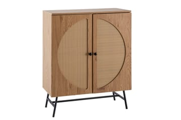 Sideboard Wohnling Folierad spånskiva ekoptik halvcirkel rottingväv look 2 dörrar modern - Möbler - Bord & matgrupp - Avlastningsbord & sidobord - Konsolbord & hallbord
