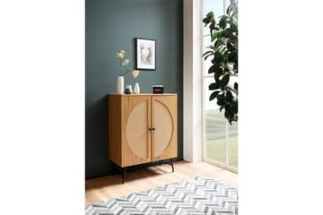 Sideboard Wohnling Folierad spånskiva ekoptik halvcirkel rottingväv look 2 dörrar modern - Möbler - Bord & matgrupp - Avlastningsbord & sidobord - Konsolbord & hallbord