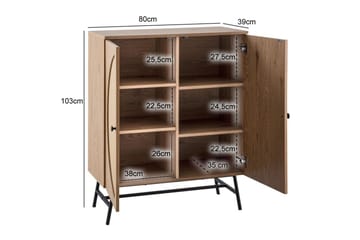Sideboard Wohnling Folierad spånskiva ekoptik halvcirkel rottingväv look 2 dörrar modern - Möbler - Bord & matgrupp - Avlastningsbord & sidobord - Konsolbord & hallbord