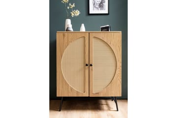 Sideboard Wohnling Folierad spånskiva ekoptik halvcirkel rottingväv look 2 dörrar modern - Möbler - Bord & matgrupp - Avlastningsbord & sidobord - Konsolbord & hallbord