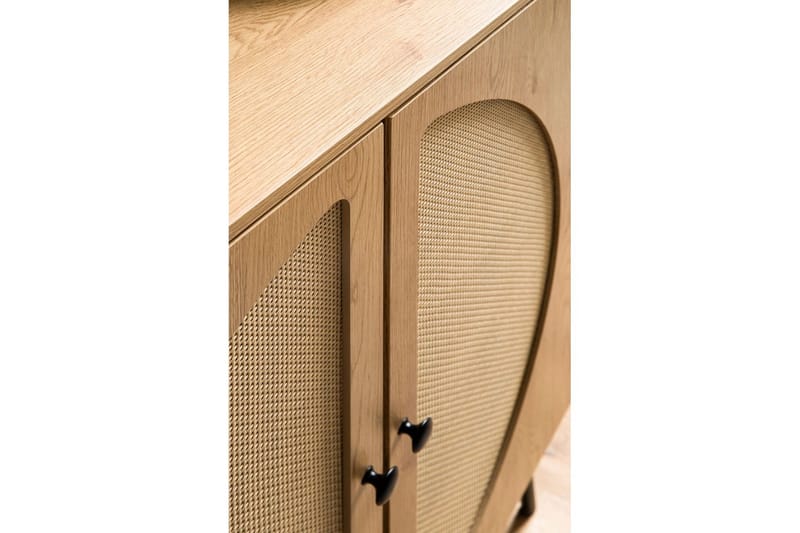 Sideboard Wohnling Folierad spånskiva ekoptik halvcirkel rottingväv look 2 dörrar modern - Möbler - Bord & matgrupp - Avlastningsbord & sidobord - Konsolbord & hallbord