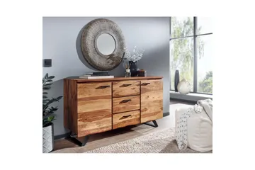 Sideboard Wohnling Massiv trä träd kant 145 cm med 2 dörrar 3 lådor industriell - Möbler - Bord & matgrupp - Avlastningsbord & sidobord - Konsolbord & hallbord