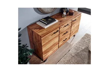 Sideboard Wohnling Massiv trä träd kant 145 cm med 2 dörrar 3 lådor industriell - Möbler - Bord & matgrupp - Avlastningsbord & sidobord - Konsolbord & hallbord