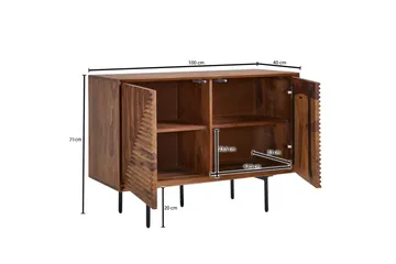 Sideboard Wohnling massivt trä, 3D geometrisk front, tryck-öppna, industriell loftstil 100 cm - 100 cm - Möbler - Bord & matgrupp - Avlastningsbord & sidobord - Konsolbord & hallbord