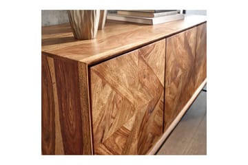Sideboard Wohnling Massivt trä, triangulär optisk inläggning, 123 cm med 3 dörrar, industriell - Möbler - Bord & matgrupp - Avlastningsbord & sidobord - Konsolbord & hallbord
