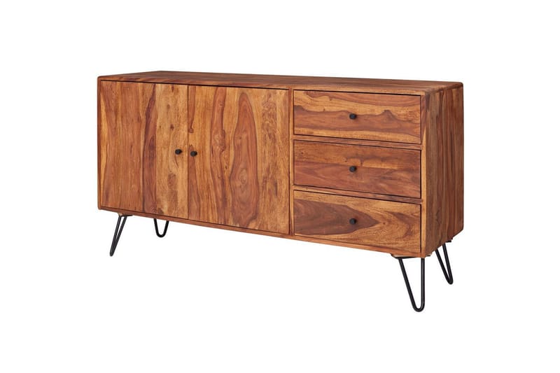 Sideboard Wohnling Massivt trä 145 cm med 3 lådor 1 dörr hårnålsben industriell - Möbler - Bord & matgrupp - Avlastningsbord & sidobord - Piedestal & blompiedestal
