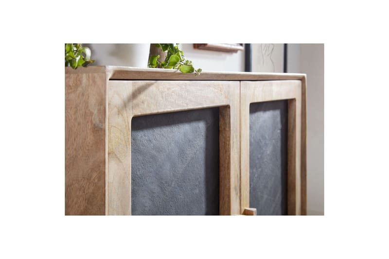 Sideboard Wohnling Massivt trä 80 cm 3D kant stenoptik front 2 dörrar modern - Möbler - Bord & matgrupp - Avlastningsbord & sidobord - Konsolbord & hallbord