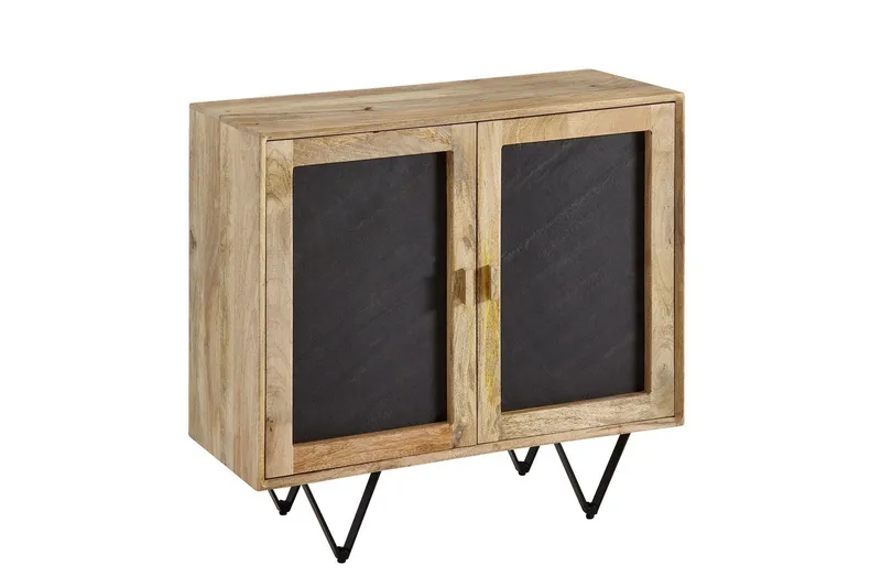 Sideboard Wohnling Massivt trä 80 cm 3D kant stenoptik front 2 dörrar modern