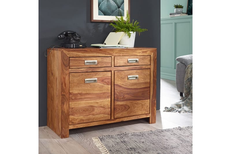 Sideboard Wohnling Massivt trä 90 cm 2 dörrar 2 lådor Lantstil - Möbler - Bord & matgrupp - Avlastningsbord & sidobord - Konsolbord & hallbord