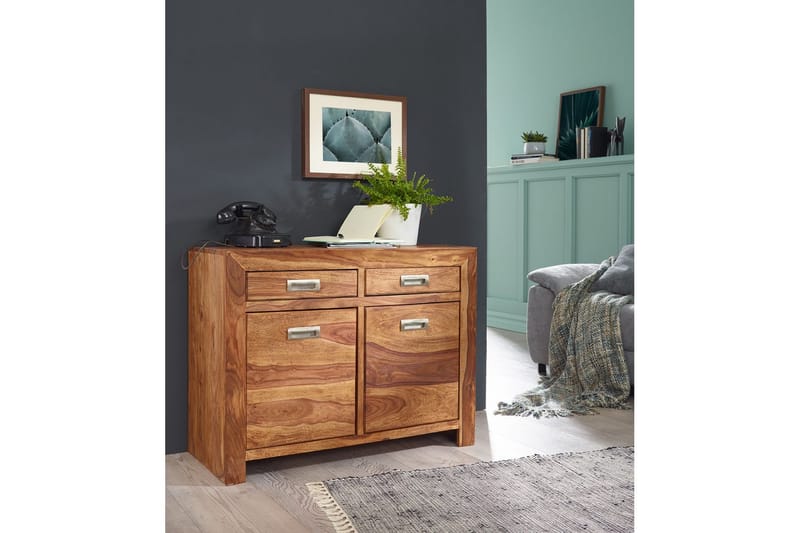 Sideboard Wohnling Massivt trä 90 cm 2 dörrar 2 lådor Lantstil - Möbler - Bord & matgrupp - Avlastningsbord & sidobord - Konsolbord & hallbord