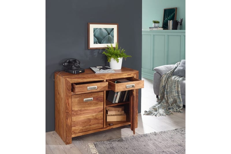 Sideboard Wohnling Massivt trä 90 cm 2 dörrar 2 lådor Lantstil - Möbler - Bord & matgrupp - Avlastningsbord & sidobord - Konsolbord & hallbord