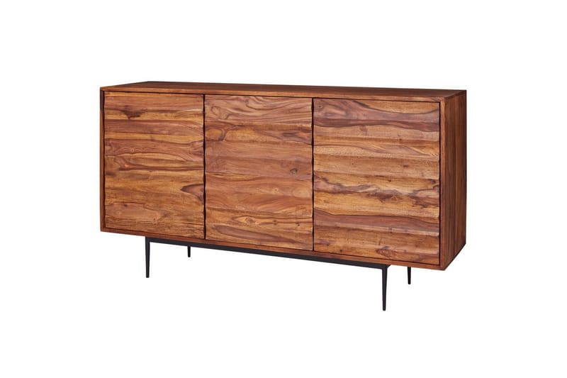Sideboard Wohnling Massivt trä dörrar med tryck-öppning 150 cm filigrana metallben industriell