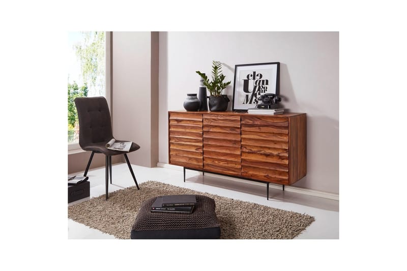 Sideboard Wohnling Massivt trä dörrar med tryck-öppning 150 cm filigrana metallben industriell - Möbler - Bord & matgrupp - Avlastningsbord & sidobord - Konsolbord & hallbord