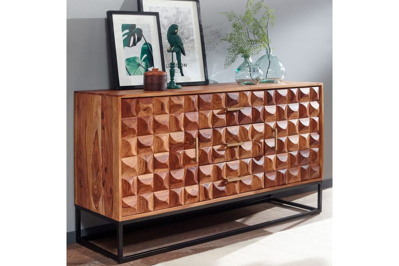 Sideboard Wohnling Massivt trä design front 145 cm med 2 dörrar 3 lådor industriell - Möbler - Bord & matgrupp - Avlastningsbord & sidobord - Konsolbord & hallbord