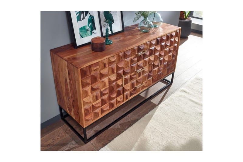 Sideboard Wohnling Massivt trä design front 145 cm med 2 dörrar 3 lådor industriell - Möbler - Bord & matgrupp - Avlastningsbord & sidobord - Konsolbord & hallbord