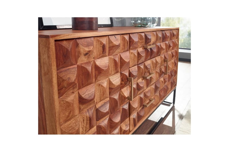 Sideboard Wohnling Massivt trä design front 145 cm med 2 dörrar 3 lådor industriell - Möbler - Bord & matgrupp - Avlastningsbord & sidobord - Konsolbord & hallbord