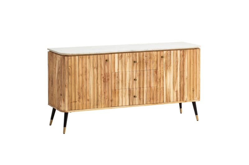 Sideboard Wohnling Massivt trä riktig marmoryta 150 cm 2 dörrar 3 lådor modern - Möbler - Bord & matgrupp - Avlastningsbord & sidobord - Piedestal & blompiedestal