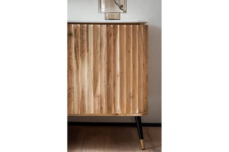 Sideboard Wohnling Massivt trä riktig marmoryta 150 cm 2 dörrar 3 lådor modern - Möbler - Bord & matgrupp - Avlastningsbord & sidobord - Piedestal & blompiedestal