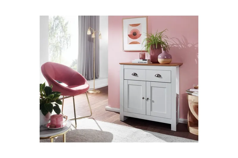 Sideboard Wohnling Melaminbelagd spånskiva tvåfärgad optik ek/vit 2 dörrar 2 lådor modern - Förvaring - Förvaringsmöbler - Sideboard & skänk