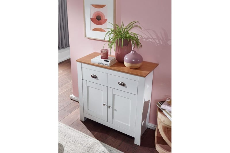 Sideboard Wohnling Melaminbelagd spånskiva tvåfärgad optik ek/vit 2 dörrar 2 lådor modern - Möbler - Bord & matgrupp - Avlastningsbord & sidobord - Konsolbord & hallbord