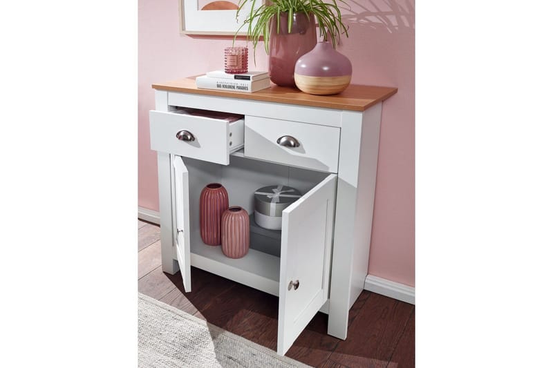 Sideboard Wohnling Melaminbelagd spånskiva tvåfärgad optik ek/vit 2 dörrar 2 lådor modern - Möbler - Bord & matgrupp - Avlastningsbord & sidobord - Konsolbord & hallbord