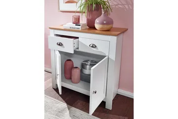 Sideboard Wohnling Melaminbelagd spånskiva tvåfärgad optik ek/vit 2 dörrar 2 lådor modern - Förvaring - Förvaringsmöbler - Sideboard & skänk