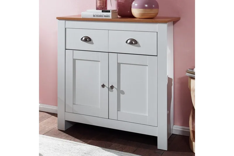 Sideboard Wohnling Melaminbelagd spånskiva tvåfärgad optik ek/vit 2 dörrar 2 lådor modern - Förvaring - Förvaringsmöbler - Sideboard & skänk