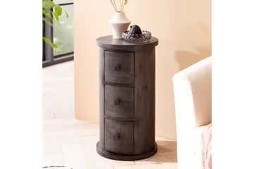 Sideboard Wohnling Runt massivt trä lantlig stil Svart, 3 lådor - Svart, 3 lådor - Förvaring - Förvaringsmöbler - Byrå - Hallbyrå