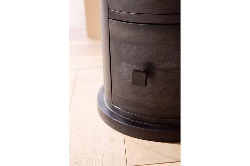 Sideboard Wohnling Runt massivt trä lantlig stil Svart, 3 lådor - Svart, 3 lådor - Möbler - Bord & matgrupp - Avlastningsbord & sidobord - Konsolbord & hallbord