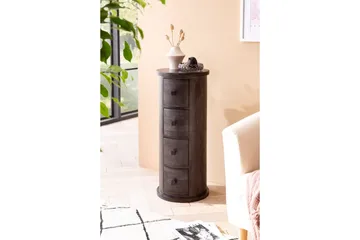 Sideboard Wohnling Runt massivt trä lantlig stil Svart, 4 lådor - Svart, 4 lådor - Möbler - Bord & matgrupp - Avlastningsbord & sidobord - Konsolbord & hallbord