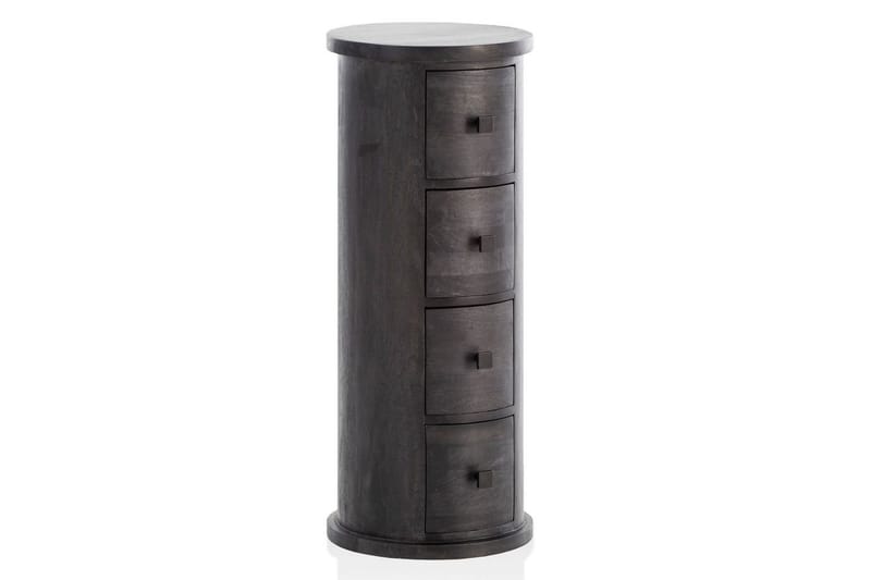 Sideboard Wohnling Runt massivt trä lantlig stil Svart, 4 lådor - Svart, 4 lådor - Möbler - Bord & matgrupp - Avlastningsbord & sidobord - Konsolbord & hallbord