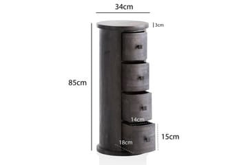 Sideboard Wohnling Runt massivt trä lantlig stil Svart, 4 lådor - Svart, 4 lådor - Möbler - Bord & matgrupp - Avlastningsbord & sidobord - Konsolbord & hallbord