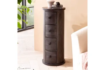 Sideboard Wohnling Runt massivt trä lantlig stil Svart, 4 lådor - Svart, 4 lådor - Möbler - Bord & matgrupp - Avlastningsbord & sidobord - Konsolbord & hallbord