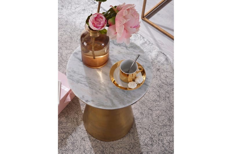 Sido bord Wohnling Äkta marmor rund 35 cm gyllene bas modern - Möbler - Bord & matgrupp - Avlastningsbord & sidobord - Brickbord & småbord