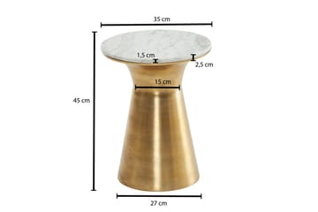 Sido bord Wohnling Äkta marmor rund 35 cm gyllene bas modern - Möbler - Bord & matgrupp - Avlastningsbord & sidobord - Lampbord & sidobord