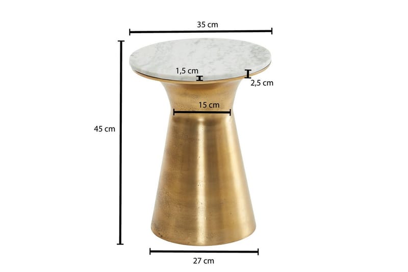Sido bord Wohnling Äkta marmor rund 35 cm gyllene bas modern - Möbler - Bord & matgrupp - Avlastningsbord & sidobord - Lampbord & sidobord